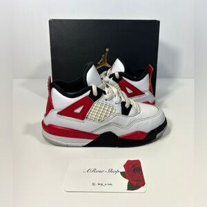 Nike Air Jordan 4 Retro TD ‘Red Cement’ (BQ7670 161) Shoes Size: 10C